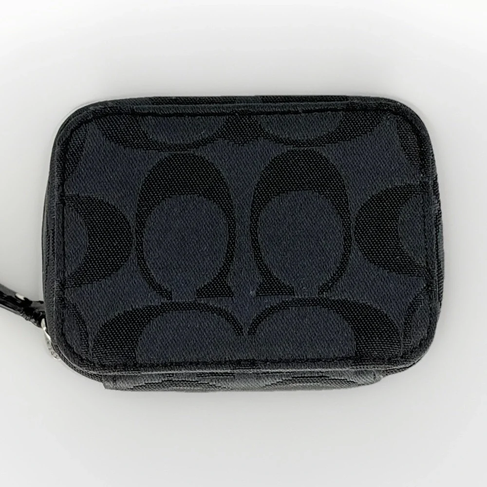 Coach Signature C Triple Pill Case Travel Organizer Black Purple 1941